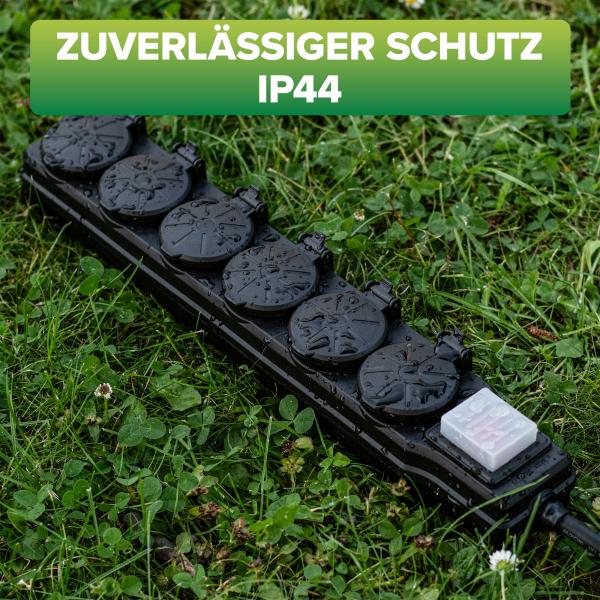 InLine® Outdoor-Steckdosenleiste, 6-fach Schutzkontakt, IP44, mit Schalter, 5m