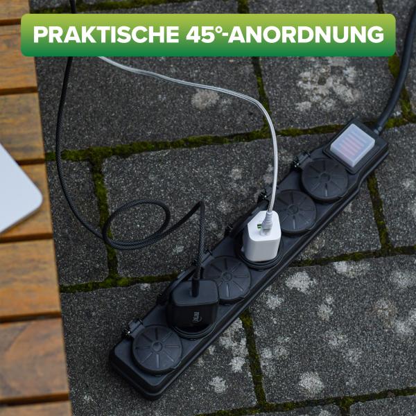 InLine® Outdoor-Steckdosenleiste, 6-fach Schutzkontakt, IP44, mit Schalter, 5m