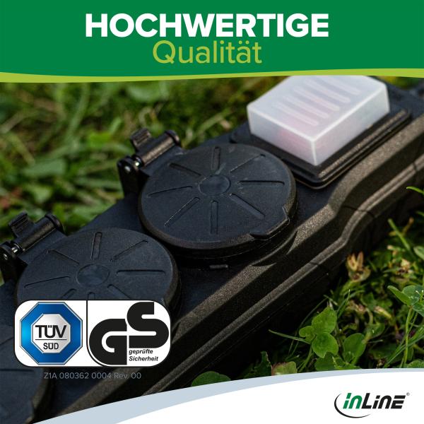 InLine® Outdoor-Steckdosenleiste, 6-fach Schutzkontakt, IP44, mit Schalter, 5m