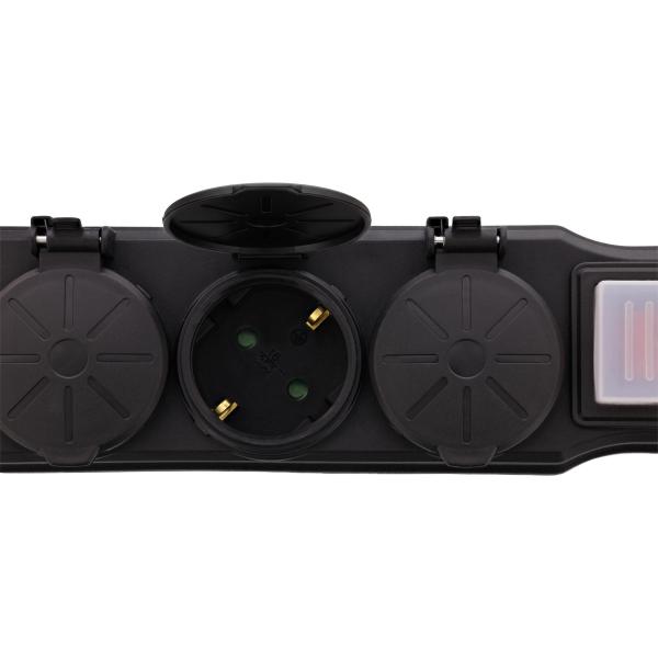 InLine® Outdoor-Steckdosenleiste, 6-fach Schutzkontakt, IP44, mit Schalter, 5m