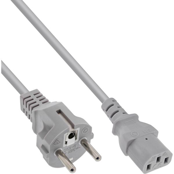 InLine® Netzkabel, Schutzkontakt gerade auf Kaltgerätestecker C13