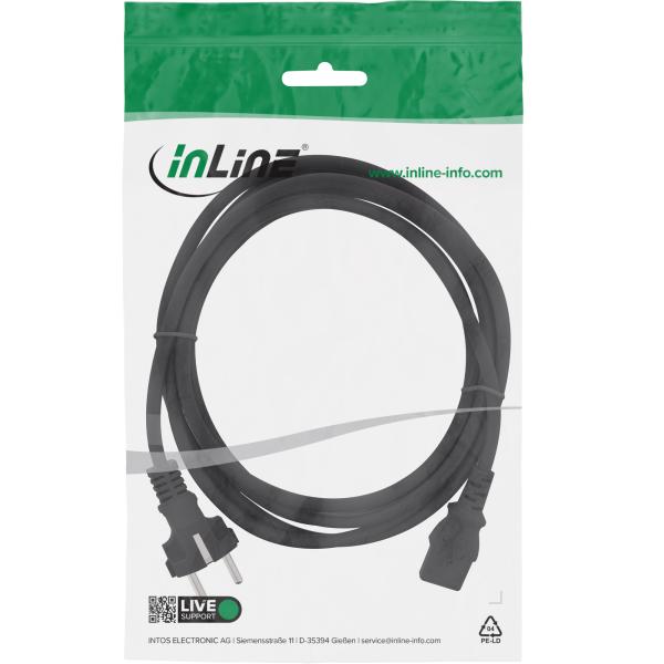 InLine® Netzkabel, Schutzkontakt gerade auf Kaltgerätestecker C13