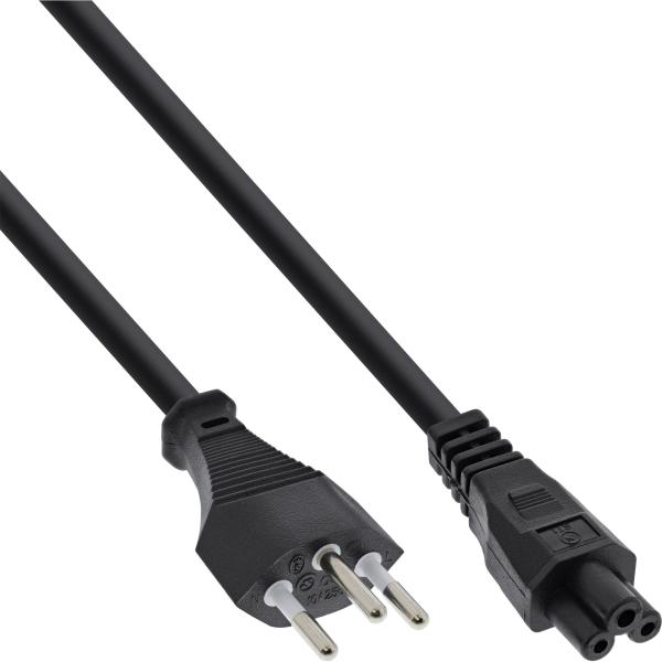 35er B-Pack InLine® Netzkabel für Notebook, Schweiz, 3pol Kupplung, 2m