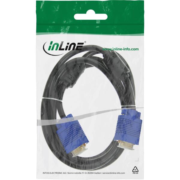 InLine® S-VGA Kabel, 15pol HD Stecker / Stecker, schwarz, 2m