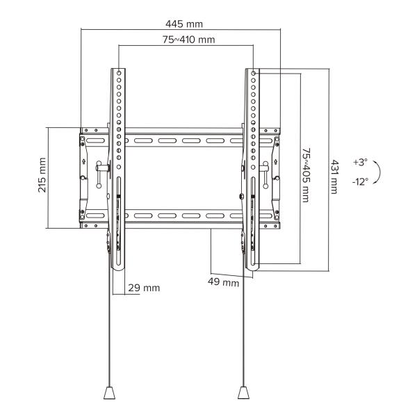 InLine® TV-Wandhalterung, neigbar, extra stabil, 32–70 Zoll, bis 70 kg