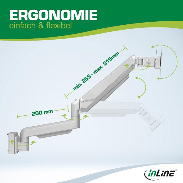InLine® Slatwall Lifter Monitorhalterung, silber