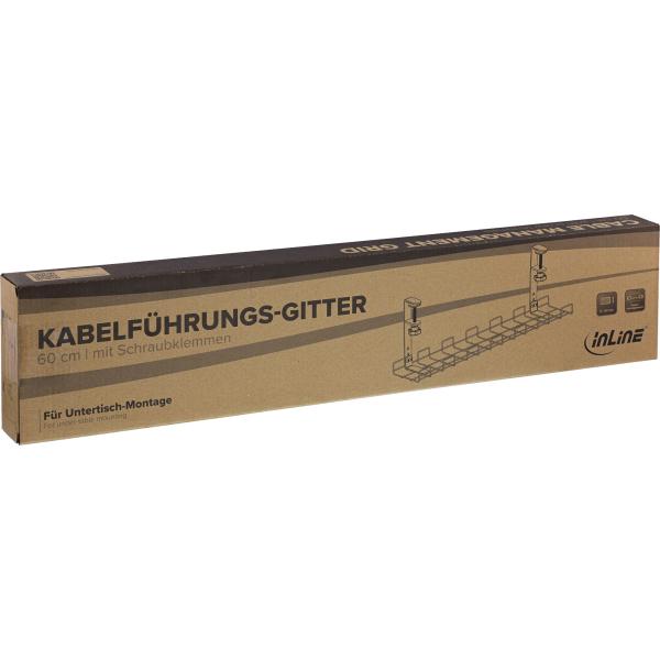InLine® Kabelführungs-Gitter 60cm für Tischmontage mit Schraubklemmen, weiß