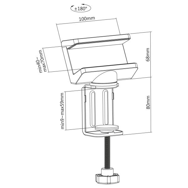 InLine® Tischklemme für Steckdosenleiste, drehbar, Schraubklemme