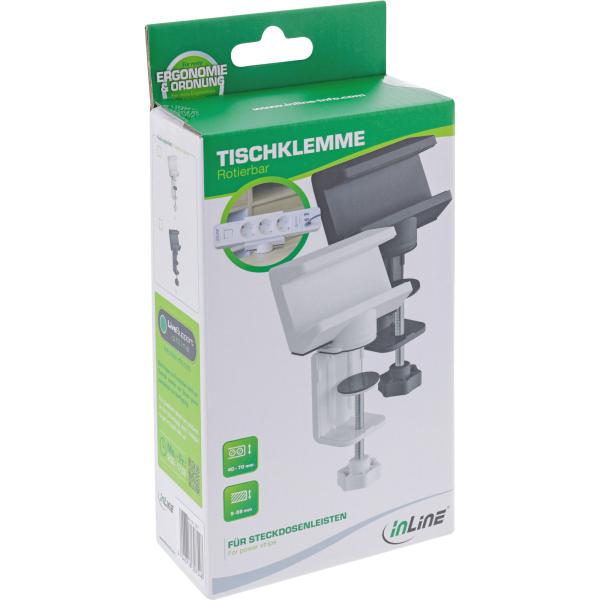 InLine® Tischklemme für Steckdosenleiste, drehbar, Schraubklemme