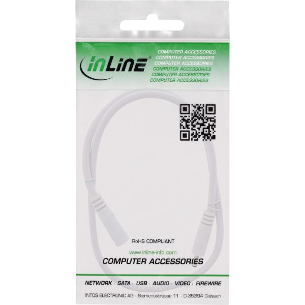 InLine® DC Verlängerungskabel, DC Stecker/Buchse 3,5x1,35mm, AWG 18, weiß 0,5m
