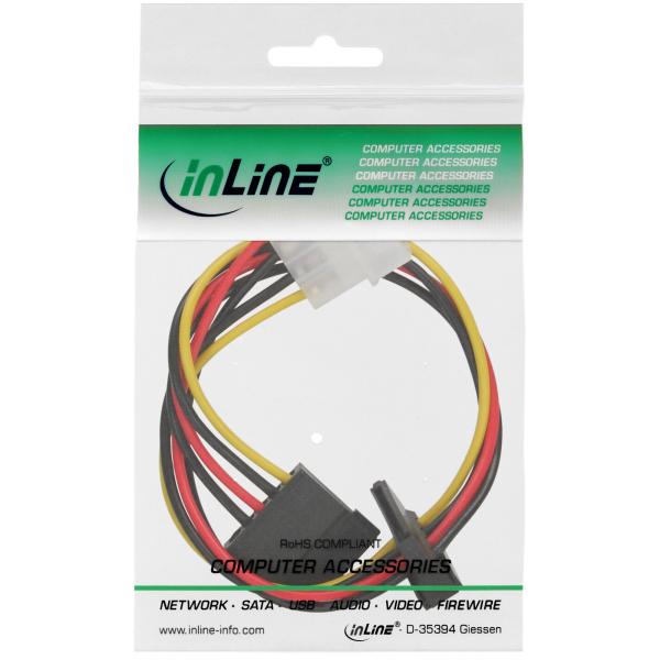 InLine® Strom Kabel intern, 1x 13,34cm (5,25") an 2x 15pol SATA, 0,30m