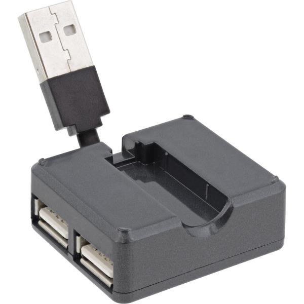 InLine® USB 2.0 4-Port Hub, USB-A Stecker auf 4x USB-A Buchse, Kabel 4cm