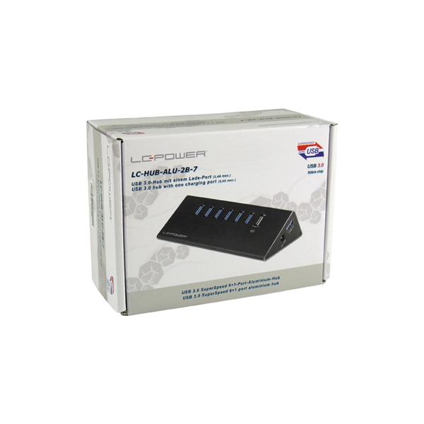 LC-Power LC-HUB-ALU-2B-7, 6-fach USB 3.0-Hub, Aluminium