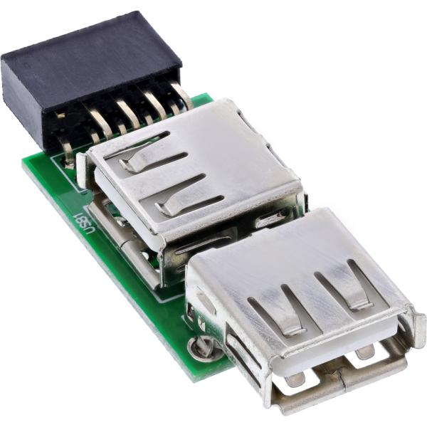 InLine® USB 2.0 Adapter, 2x Buchse A auf Pfostenanschluss