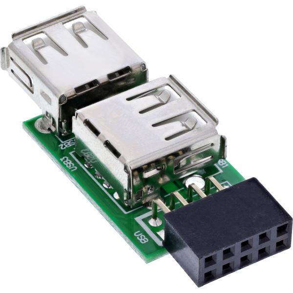 InLine® USB 2.0 Adapter, 2x Buchse A auf Pfostenanschluss