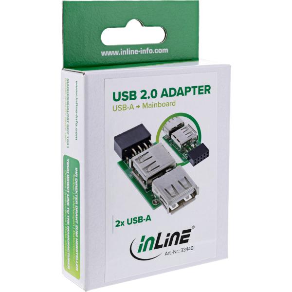 InLine® USB 2.0 Adapter, 2x Buchse A auf Pfostenanschluss