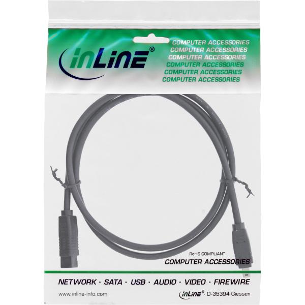 InLine® FireWire Kabel, IEEE1394 4pol Stecker zu 9pol Stecker, schwarz, 1m
