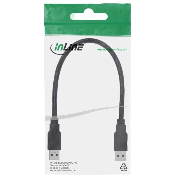 InLine® USB 3.2 Gen.1 Kabel, A an A, schwarz, 0,3m
