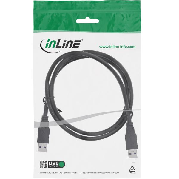 InLine® USB 3.2 Gen.1 Kabel, A an A, schwarz, 1m