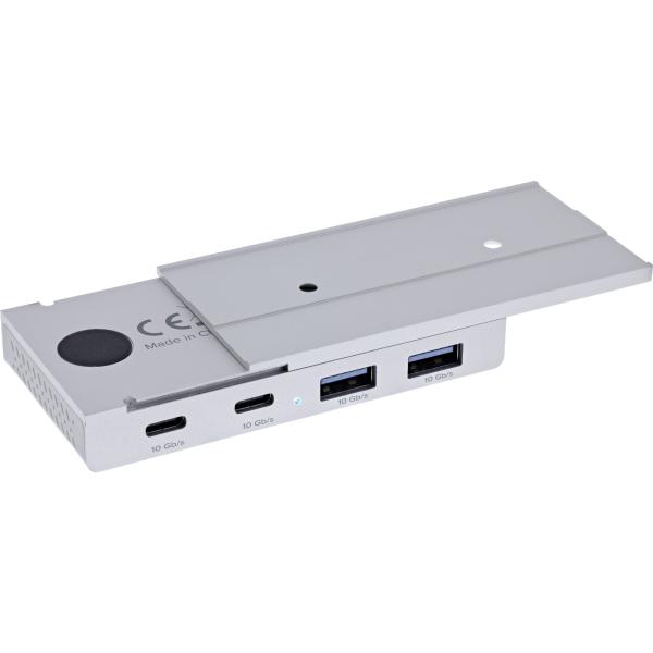InLine® 4-Port Magnetic USB Hub, 2x USB-C, 2x USB-A, 10Gb/s, Aluminiumgehäuse