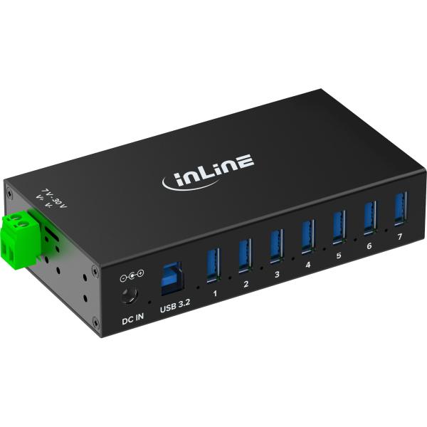 InLine® USB 3.2 Gen.1 Industrie-Hub, 7 Port, Aluminiumgehäuse, mit Netzteil