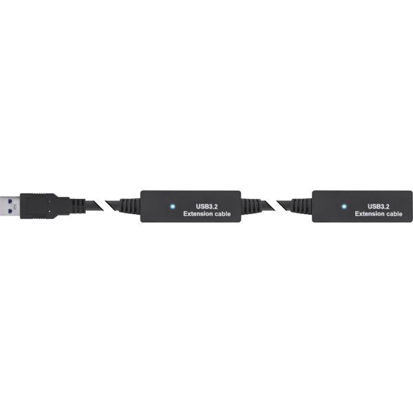 InLine® USB 3.2 Gen.1 Aktiv-Verlängerung, USB-A Stecker an USB-C Buchse, 15m
