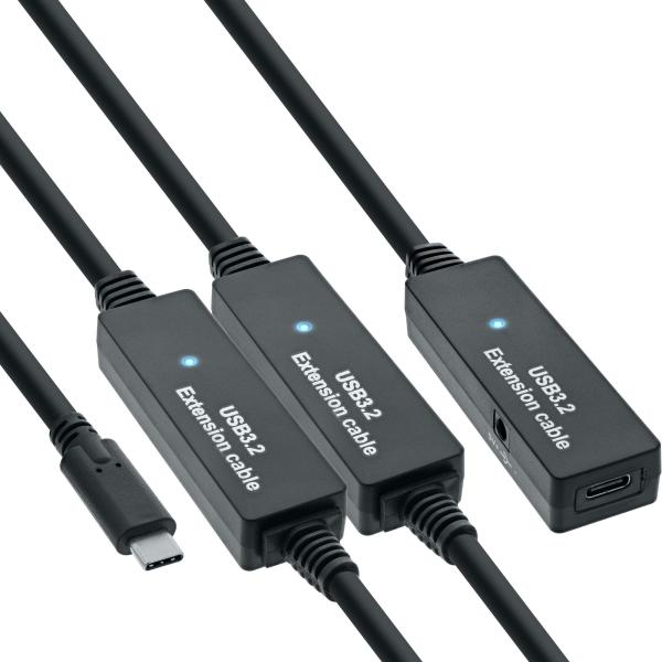 InLine® USB 3.2 Gen.1 Aktiv-Verlängerung, USB-C Stecker an USB-C Buchse, 15m