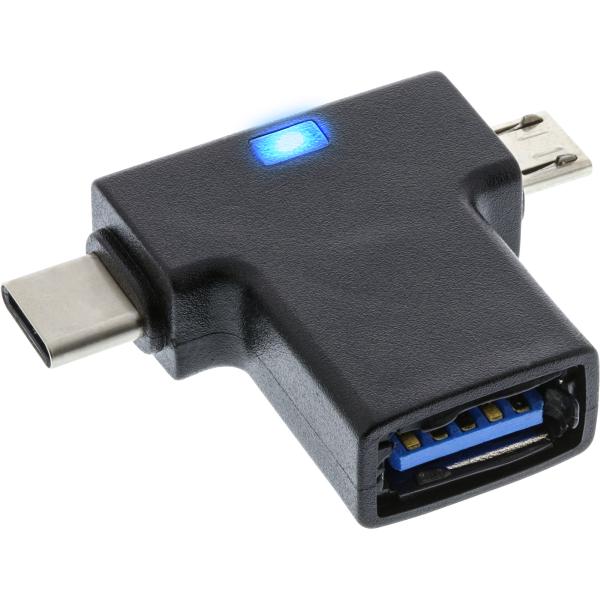 InLine® USB 3.1/2.0 T-Adapter, USB-C Stecker oder Micro-USB an A Buchse
