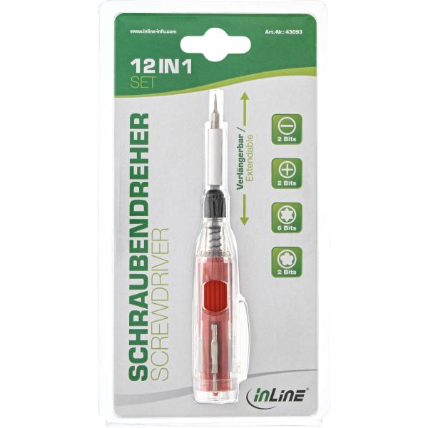 InLine® Schraubendreher mit Bithalter 12in1