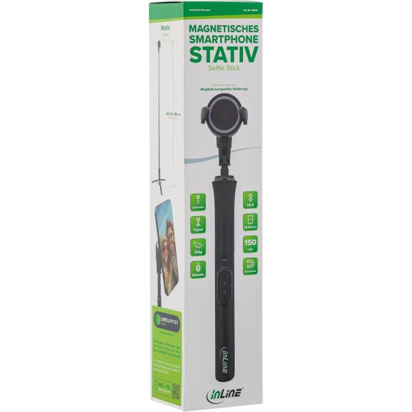 InLine® Magnetisches Handy Stativ & Selfie Stick, Bluetooth Funkauslöser