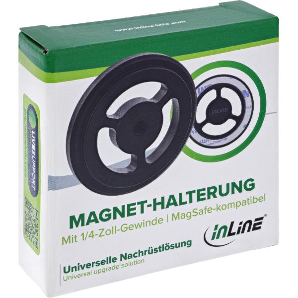 InLine® Magnet-Halterung, MagSafe-kompatibel, 1/4"-Gewinde, Aluminium, schwarz