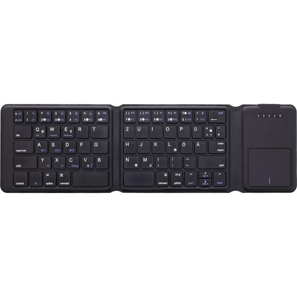 InLine® Faltbare Bluetooth Tastatur mit Touchpad, schwarz