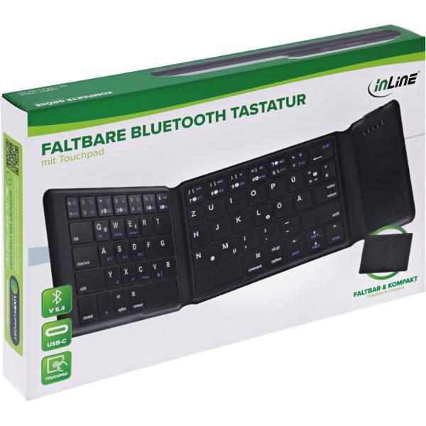 InLine® Faltbare Bluetooth Tastatur mit Touchpad, schwarz