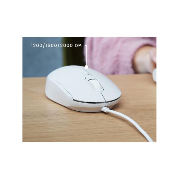 Perixx PERIMICE-222PW, Maus, optisch, 4 Tasten, Silent, PS2, weiß