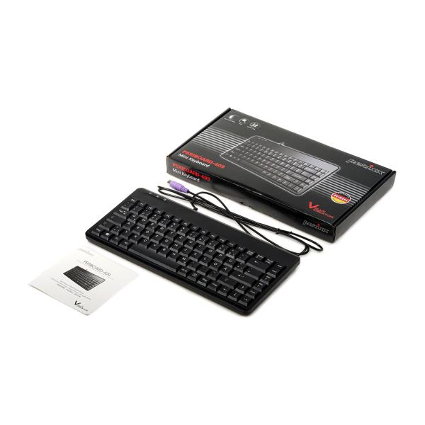 Perixx PERIBOARD-409 P, DE, Mini PS/2-Tastatur, schwarz