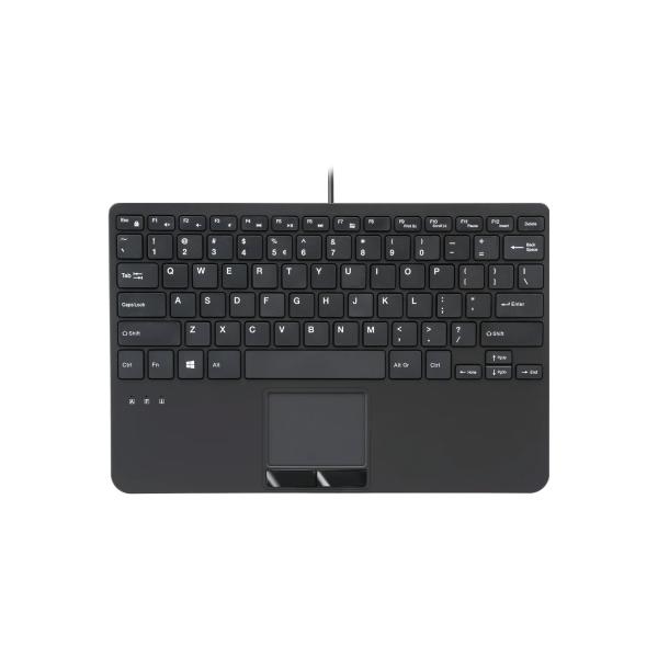 Perixx PERIBOARD-525 US Mini-USB-Tastatur mit Touchpad, USB-Hub, schwarz