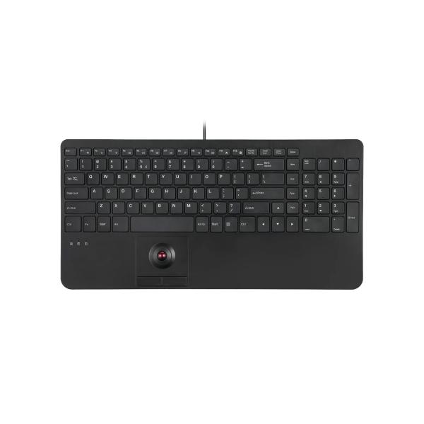 Perixx PERIBOARD-538 H US USB-Tastatur mit Trackball, Scherentasten, 2× USB-Hub