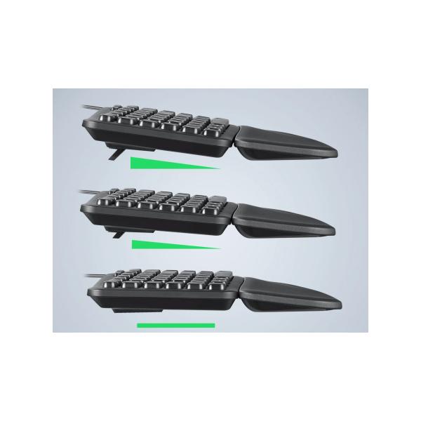 Perixx PERIBOARD-536 B US Ergonomische USB-Tastatur, kompakt, schwarz