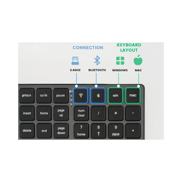 Perixx PERIBOARD-817 DE Kabellose Dual-Mode-Tastatur aus Aluminium, Vollformat