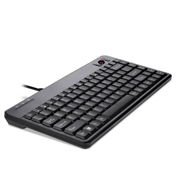 Perixx PERIBOARD-505H PLUS US, Mini USB-Tastatur, Trackball, Hub, schwarz