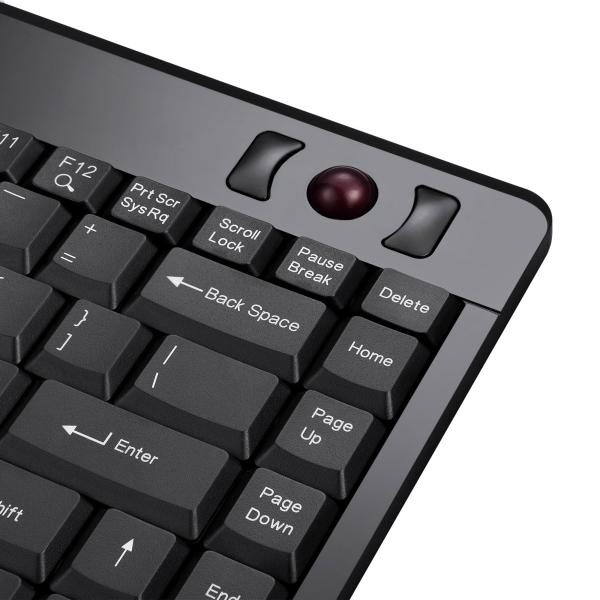 Perixx PERIBOARD-505H PLUS US, Mini USB-Tastatur, Trackball, Hub, schwarz