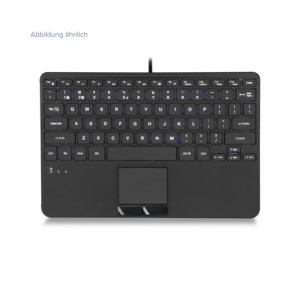 Perixx PERIBOARD-425, DE, Mini USB-Tastatur, Touchpad, 2x Hub, schwarz
