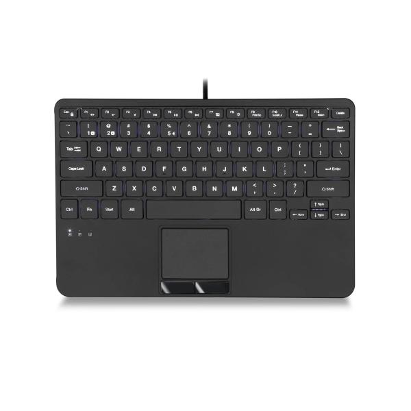 Perixx PERIBOARD-425, US, Mini USB-Tastatur, Touchpad, 2x Hub, schwarz