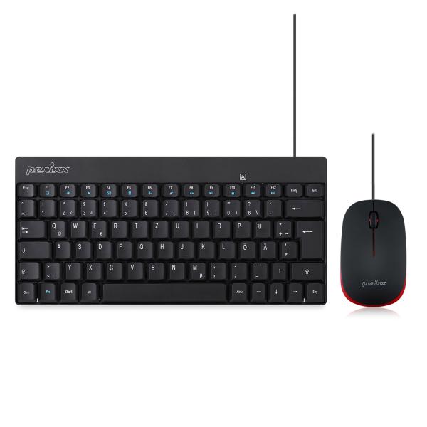 Perixx PERIDUO-212 DE, Mini USB-Tastatur und Maus Set, schwarz