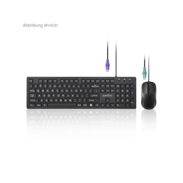Perixx PERIDUO-117 P DE Tastatur-Maus-Set, PS/2, kabelgebunden, schwarz