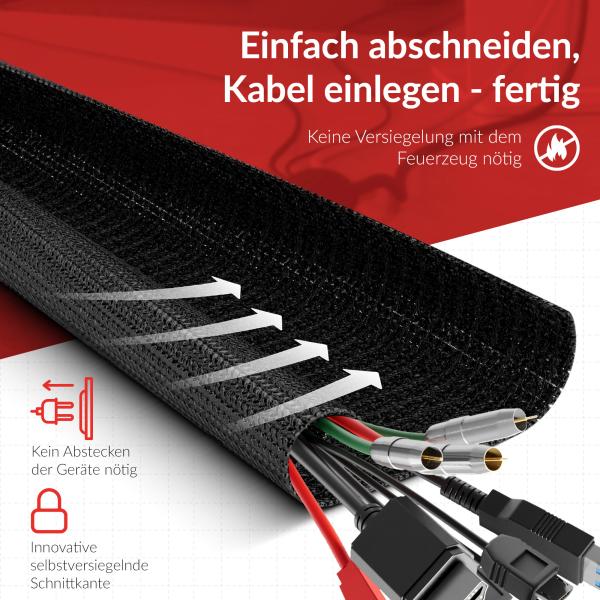 Label-The-Cable Tube, LTC 5110, Kabelschlauch 2 Meter schwarz