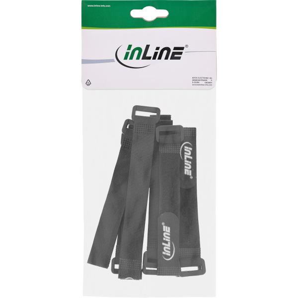 InLine® Klettschlaufen 20x300mm, 10er, schwarz