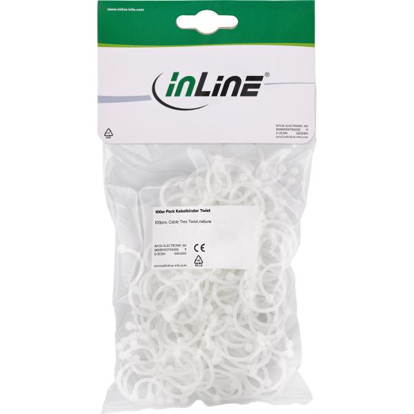 InLine® Kabelbinder Twist 10-13mm, natur, 100 Stück