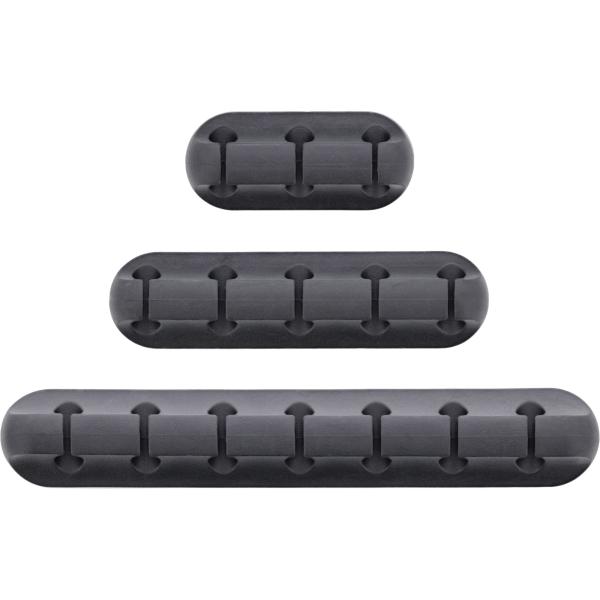 InLine® Kabelmanager-Set, 3-, 5-, 7-fach, selbstklebend, schwarz