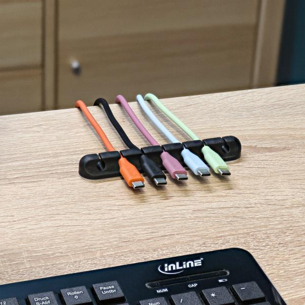 InLine® Kabelmanager-Set, 3-, 5-, 7-fach, selbstklebend, schwarz